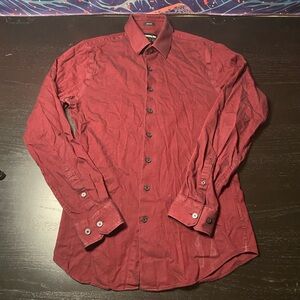 Express Men's Long-Sleeve Button-Up Shirt - Burgundy